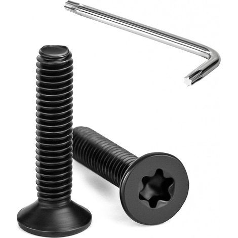 Vis à Tête Fraisée Torx M4 x 20 mm Noir Vis à Six Pans Creux en Acier Inoxydable A2 V2A à Tête Fraisée Métaux avec Clé T20 Filetage Complet 20 Pièces (1/5)