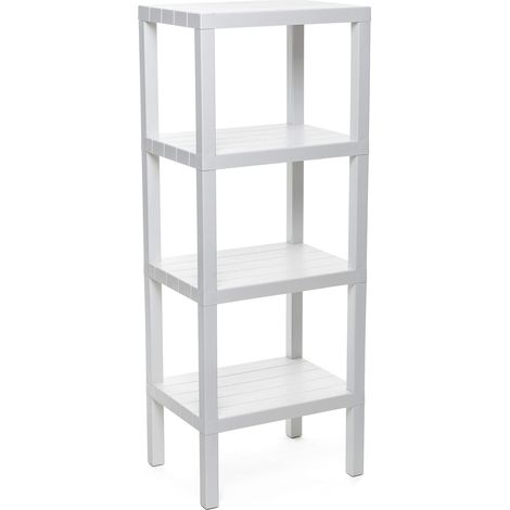 TATAY Scaffale Bagno a 4 Ripiani Resistente all’Umidità Inclusi Viti e Compatibile con Sistema Quick Fix Per Interni ed Esterni Portata fino a 40 kg – Modello Lombok – Bianco (1/4)