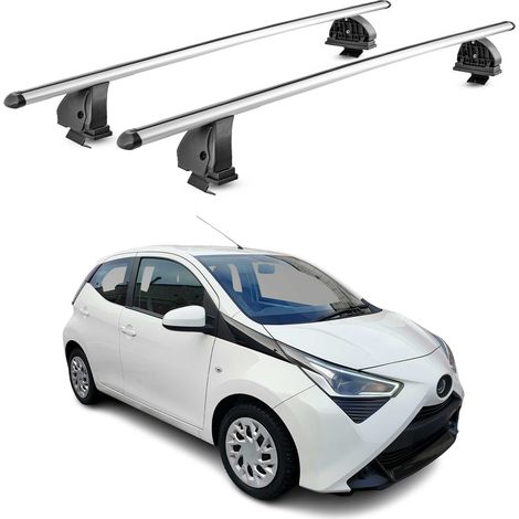 OMAC Barres de toit transversales en aluminium pour Toyota Aygo II 2014-2022 – TÜV / DIN 75302:2019 – Antivol inclus – Charge max 75 kg – 2 barres – Gris (1/4)