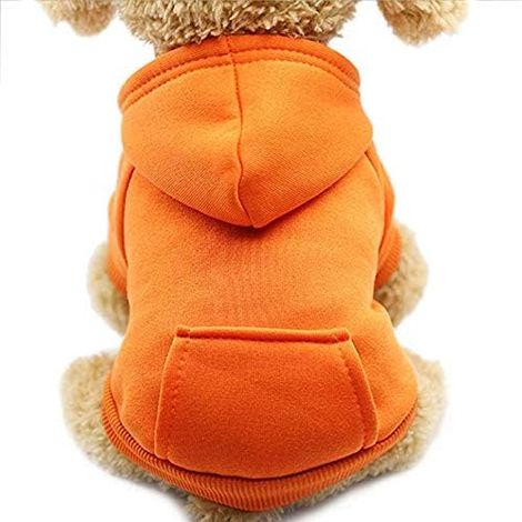 Sweat à capuche d'extérieur en coton de couleur unie automne et hiver chaud pour chien et chat (XS, orange)
