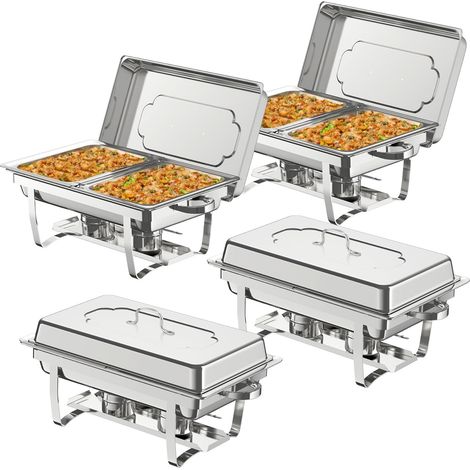 Lot de 4 récipients Chauffants de 8QT/9 l avec récipients Alimentaires Demi-Grands, pour Restauration, Buffet et fêtes de Mariage (1/5)