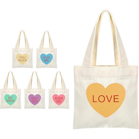 Sacs de courses , lot 6 pochettes en forme cœur pour la Saint-Valentin Motif irrésistible idéal les