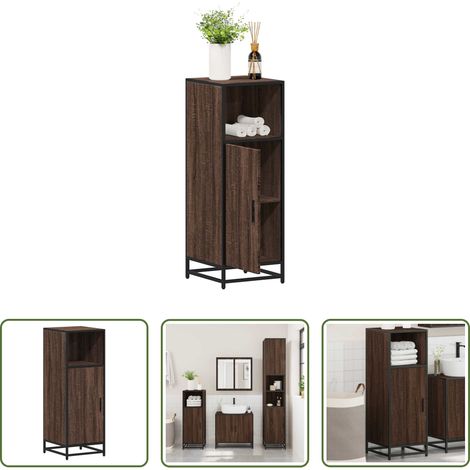 vidaXL Badezimmer Möbel - Badschrank Braun Eichen-Optik 35x37,5x100 cm Holzwerkstoff (1/5)