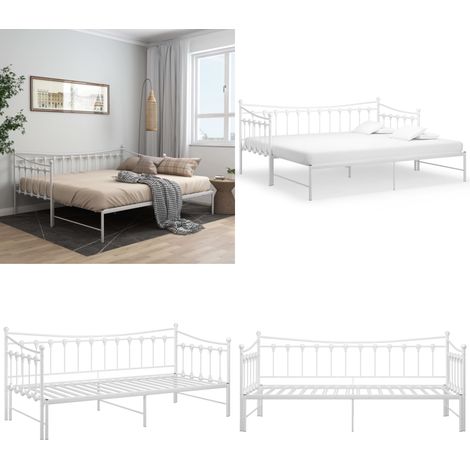 Cadre de canapé-lit extensible sans matelas blanc 90x200 cm - Canapé Convertible - Lit Invité - Lit Compact - Mobilier Salle Séjour - Literie - Home & Living