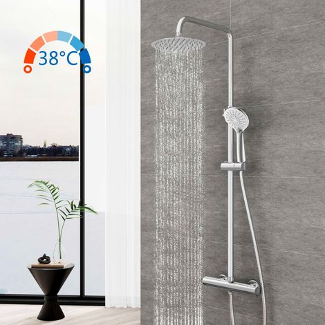 AICA Thermostatic Shower Kit with 12 inch Round Head Shower Chrome