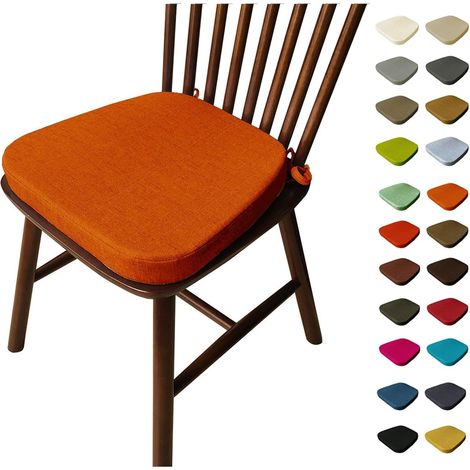Galette De Chaise avec Attaches, 3/5/8 Epaisseur 40x38/43x40/43x42cm Coussin de Siège Lavable, Antidérapant, Galette De Chaise Dehoussable D'Interieur/Exterieur(E14,43X42X335cm) (1/5)