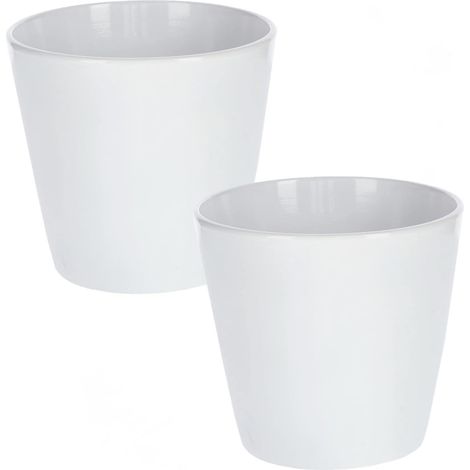 KOTARBAU Lot de 2 pots de fleurs en céramique Blanc lisse Ø 16 cm (1/5)