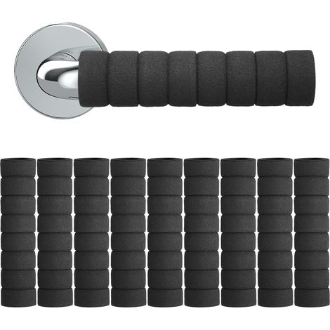 Lot de 10 tampons de poignée de porte, protection de poignée de porte, bouchon de poignée de porte en mousse pour protection de meubles muraux, noir (1/5)