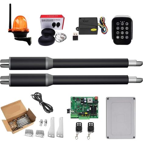 Kit d'ouvre-portes automatiques Ouvre-porte actionneur linéaire engrenage à vis sans fin DC ouvre-porte pivotant automatique Tube électrique, lumière, bouton, opérateur GSM pour accessoires de portail (1/5)