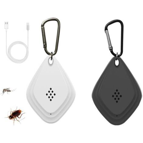 (Blanc+noir)Répulsif Moustique Ultrason Portable Ultrasonique Anti-Moustique Tueur Électronique Anti-Moustique Chargement USB, Pratique et Portable pour Anti-Insecte Anti-Moustique (1/5)