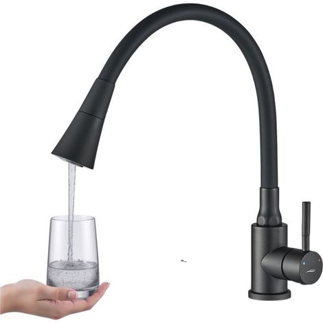 SELVA Kuchinox Küchenarmatur mit schwarzem, flexiblem Auslauf (1/5)