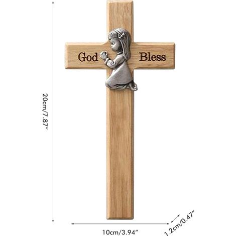 Betender kleiner Junge, Holzkreuz, Segenskreuz aus Holz, Weihnachtsdekoration, Bastelgeschenk für Neugeborene oder Kinder (1/5)