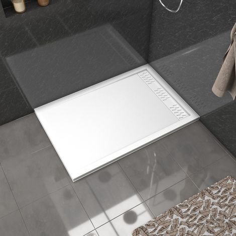 Plato Ducha Acrílico Blanco 80x120x4 cm + Rejillas Cromada y Blanca Mate