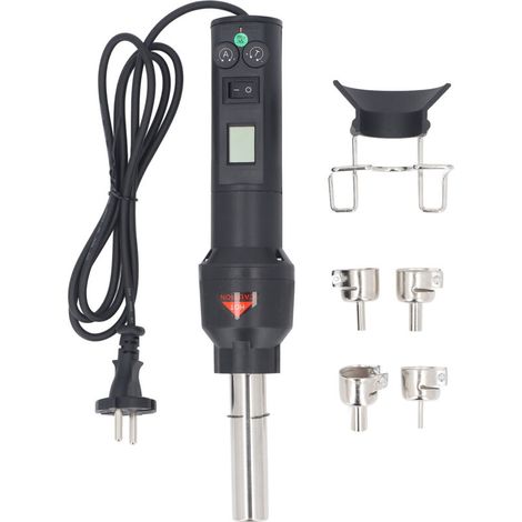 Pistolet à Air chaud 700W, température et débit d'air réglables, écran LCD, chaleur avec support, 4 buses en acier interchangeables, prise ue (1/5)