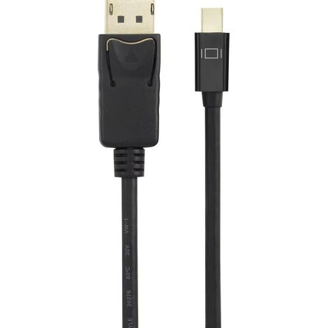 Câble adaptateur Mini-Display / DisplayPort Fiche mâle Mini DisplayPort, Fiche mâle DisplayPort 2.00 m noir RF-4538176 contacts dorés C A807662 (1/3)