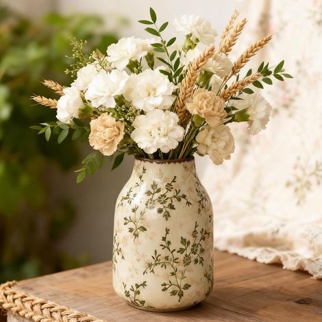 Vase en Céramique,30 cm Vase Vintage en Céramique,Vases en Céramique Faits A La Main pour Décoration Salon,Bureau A Domicile,Salle Bain, Mariage,Décoration D'étagère,Chinoiserie A Motif Floral (1/5)