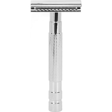 Rasoir de sécurité double tranchant argenté, design vintage antidérapant ergonomique, précis lisse durable sûr (1/5)