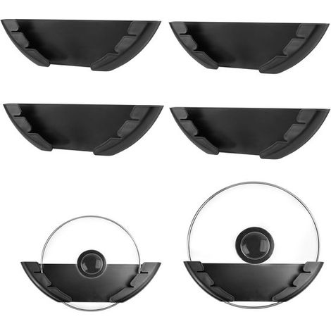 Longziming - Lot de 4 supports pour couvercles de casseroles - Organisateur auto-adhésif pour portes de placards et murs - Convient aux couvercles de 15 à 32 cm - Organisateur de couvercles en plastiq (1/5)