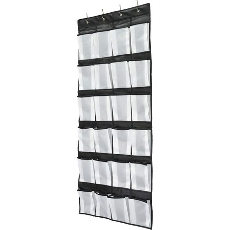 Organisateur De Chaussures - 24 Poches En Maille - Suspendu Sur Porte - 150 X 55 Cm - Blanc - 1 Pièce (1/5)