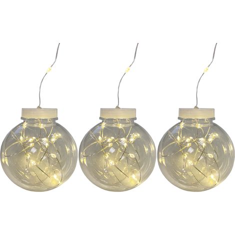 3 Stück Kugel mit LED Lichterkette Ø8cm warmweiß-MLK072W
