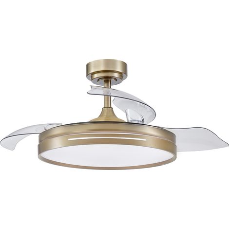 Ventilador de techo LED "Micenas" regulable con control remoto (59W 3CCT 6980lm) IP20 Ø108cm color cuero (1/7)