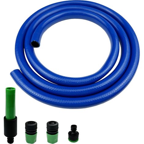 Tuyau d'arrosage court en PVC avec raccord rapide en plastique – 1,5 m, étanche et anti-nœuds, tuyau de raccordement ID de 12 mm pour machine à laver, camping-car, caravane (1/5)