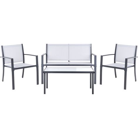 Lounge Set mit Tisch 4-Sitzer TAVOLETO Metall Grau