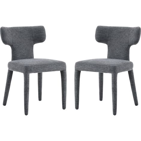 Lot de 2 chaises de salle à manger modernes avec dossier en T et assise rembourrée en tissu, structure métallique à 4 pieds (1/5)