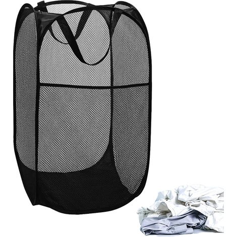 Panier à Linge Pop-up - Maille Aérée - Pliable et Compact - Pour Chambre, Salle de Bain ou Voyage - 1 Pièce (1/5)