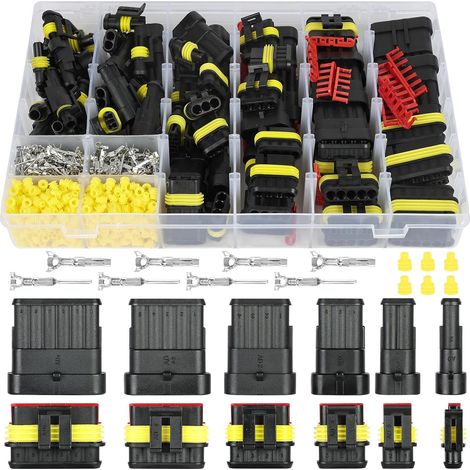 Connecteur Étanche, 730PCS Voiture Étanche Connecteur Électrique, Voiture Fiche etanche, Broches Voiture Étanche Connecteur Électrique(1/2/3/4/5/6 Broche), pour Moto/Voiture/Scooter/Camion (1/5)