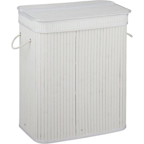 Cesto para ropa sucia clasificador decorativo baño 63 x 55 x 35 cm con 3 compartimentos de bambú natural 130011565 (1/5)