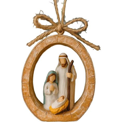 Statuetta presepe in resina dipinta a mano, ornamento