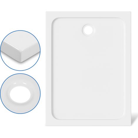 Wolketon Receveur de douche rectangulaire en acrylique 120 x 90 cm, blanc, hauteur 4 cm, évacuation Ø 90 mm (1/5)