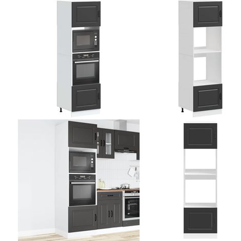 vidaXL Armoires de four 2 pcs Lucca noir bois d'ingénierie (1/5)