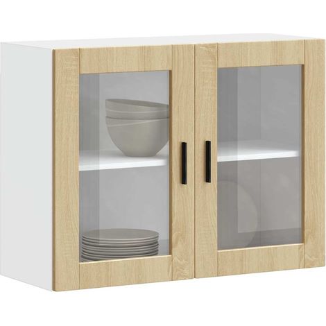 Armario de pared para cocina puerta cristal Porto roble sonoma vidaXL (1/5)
