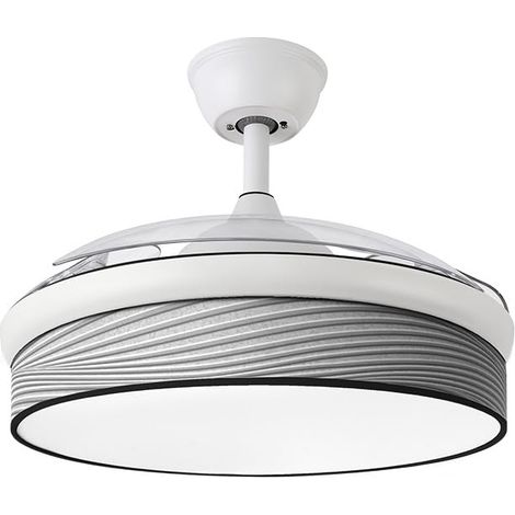 Ventilateur DC 72 W Blanc/Gris, 91 cm, 3 pales, 7200 lm, 3000-4000-6000 K, télécommande, mémoire et minuterie, idéal pour climatisation et confort. (1/5)
