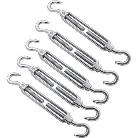 (1 pièce - M8 - FR) Tendeur à crochet en acier inoxydable 304 pour câble métallique, robuste, M5, M6, M8, pour voile d'ombrage, garde-corps. (1/5)