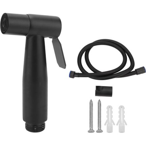 Douchette de bidet pour WC – Acier inoxydable 304 noir – Avec support mural et flexible 1,2 m (1/5)