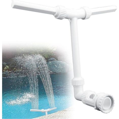 Fontaine de piscine en cascade pour extérieur – Blanc, design élégant et installation facile, idéale pour jardin ou terrasse (1/5)