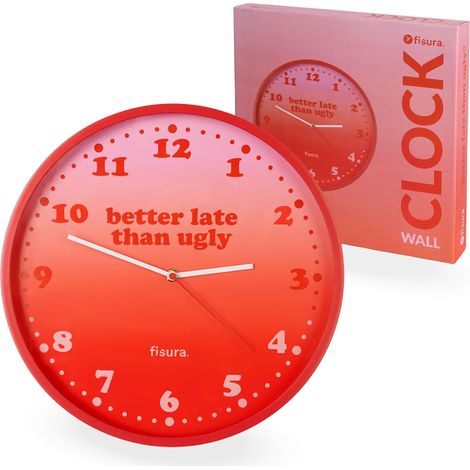 Horloge Murale Modèle Silencieux 35 cm Rose et Rouge, Design Moderne pour Cuisine, Bureau, Chambre. Fonctionne avec 1 Pile AA (Non incluses) (1/5)
