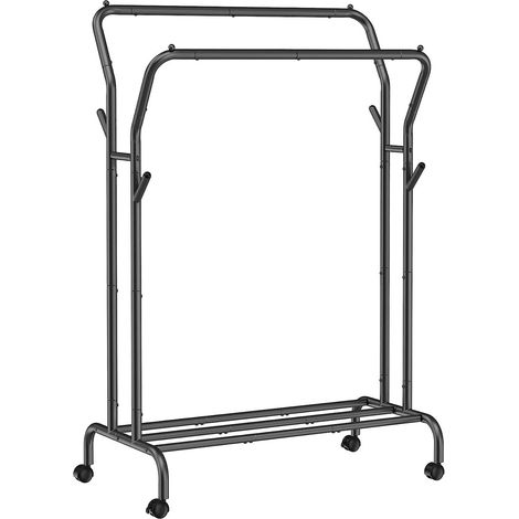Stand appendiabiti doppio Oskar su ruote in acciaio nero (1/5)