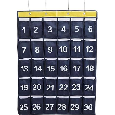 Pochette Organiseur Numérotée à Suspendre sur Porte Murale, Sac Rangement pour Salle Classe 30 Poches, Organisateur pour Support Téléphone Portable, Articles Divers, Placard à Suspendu avec 4 Crochets