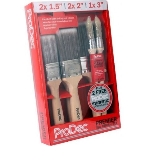 ProDec Premier Paint Brush Set 7 Piece - Including 2 Free Sash Brushes