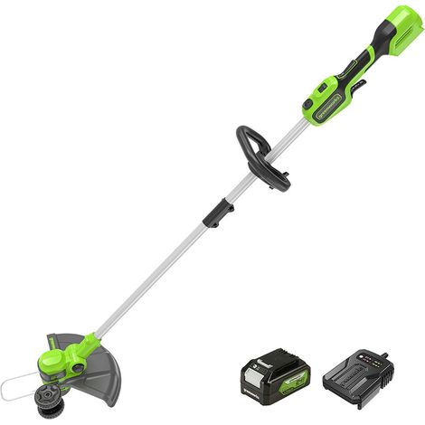 Greenworks 24V Tagliabordi con Ruota a Batteria per Giardini Medi, Ampiezza di Taglio 33cm, Filo di Nylon da 2mm con Autofeed, Batteria 24V 4Ah e Caricabatterie, Garanzia 3 Anni G2D4LT33K4 (1/5)