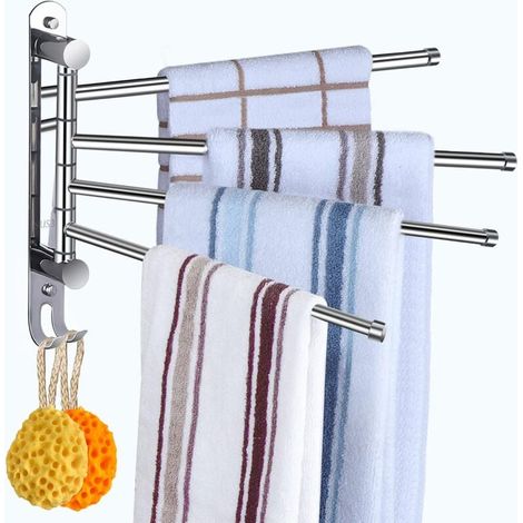 Portasciugamani girevole per bagno, barra portasciugamani girevole a 4 bracci, in acciaio inox SUS304, portasciugamani salvaspazio per bagno (1/4)