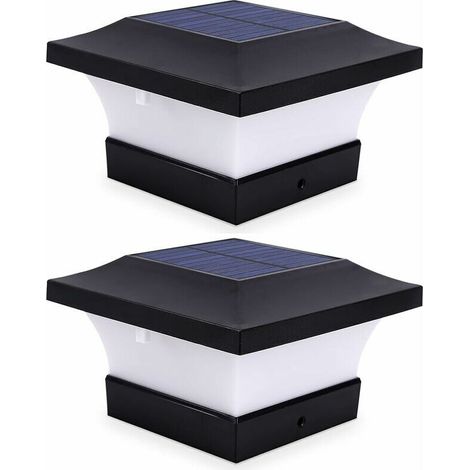 2er-Pack Solar-Pfostenleuchten für den Außenbereich für Zaun- und Terrassenleuchten, hohe Helligkeit, 6000 K weiße LED-Solarleuchten für 4 x 4, 5 x 5 oder 6 x 6 Pfosten (1/5)