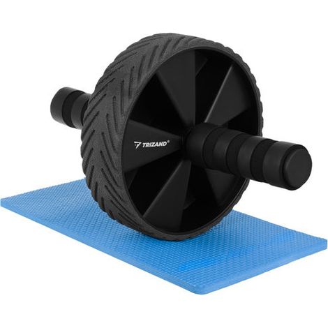 Rullo per addominali con impugnature antiscivolo e tappetino per ginocchia, 28 cm
