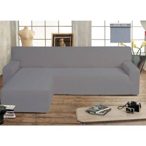 Copridivano Genius Con Penisola Chaise Longue Modello Swing Colore Grigio Sassi, misuraSinistracoloreGrigio (1/4)