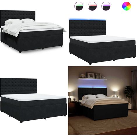 Giroletto a Molle con Materasso Nero 180x200 cm in Velluto - Materasso a molle insacchettate - Letto a molle