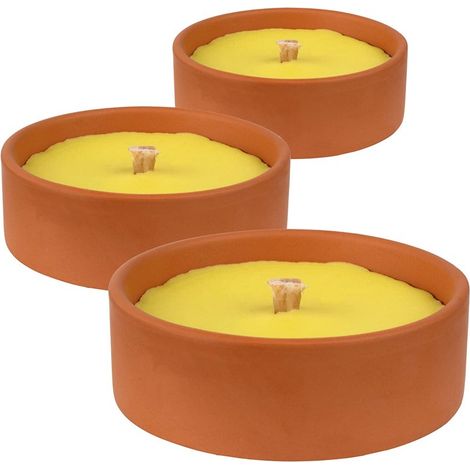 Bougie citronnelle en terre cuite – Repulsif moustiques – Protection 5h – Ambiance tamisée diamètre 14 cm – Terra Nostra